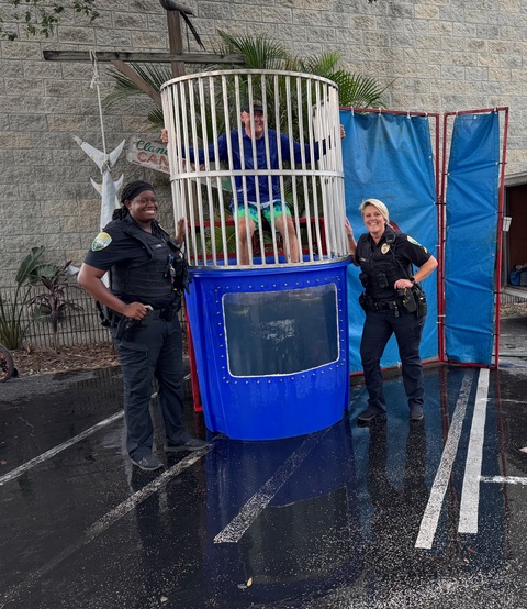 Fred Cleveland in dunking tank